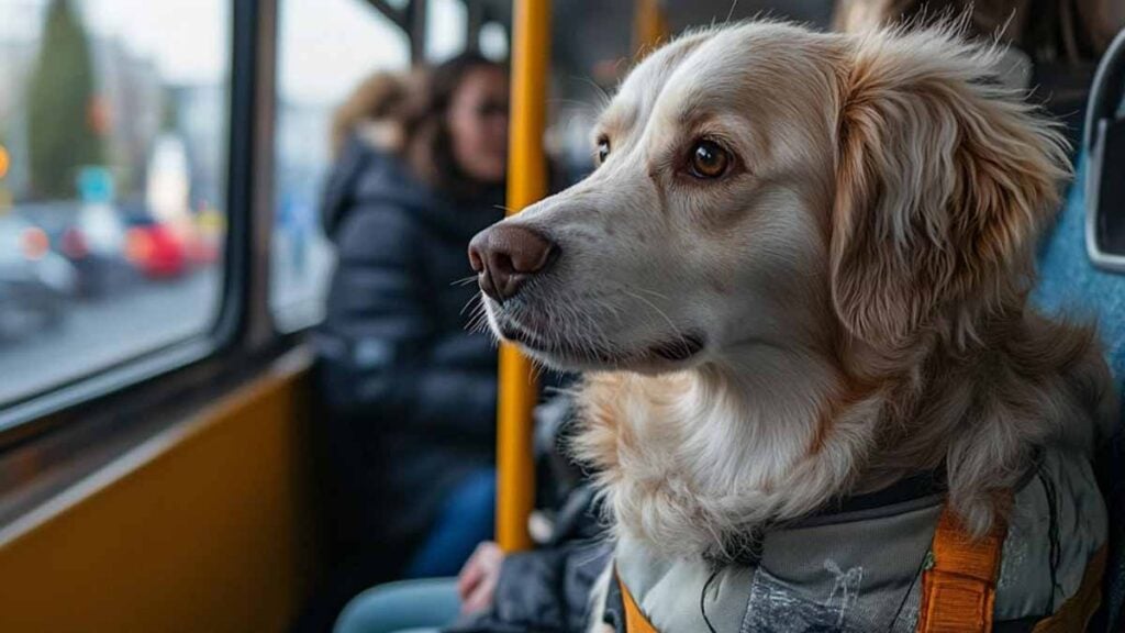 chienne perdue dans un bus