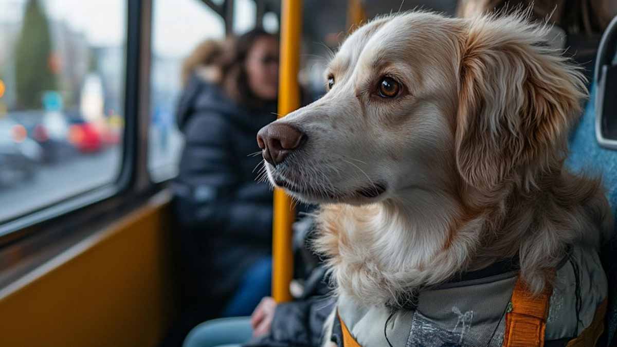 chienne perdue dans un bus