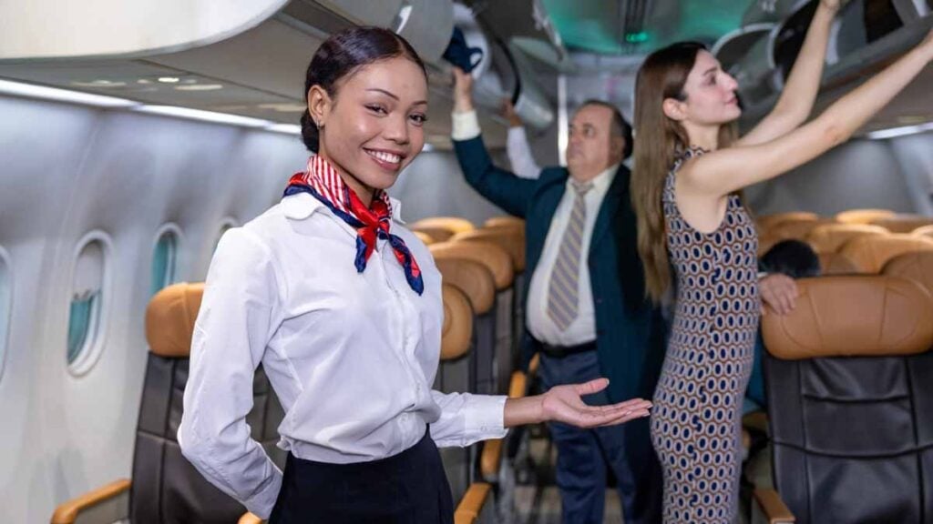 hôtesses de l’air disent bonjour